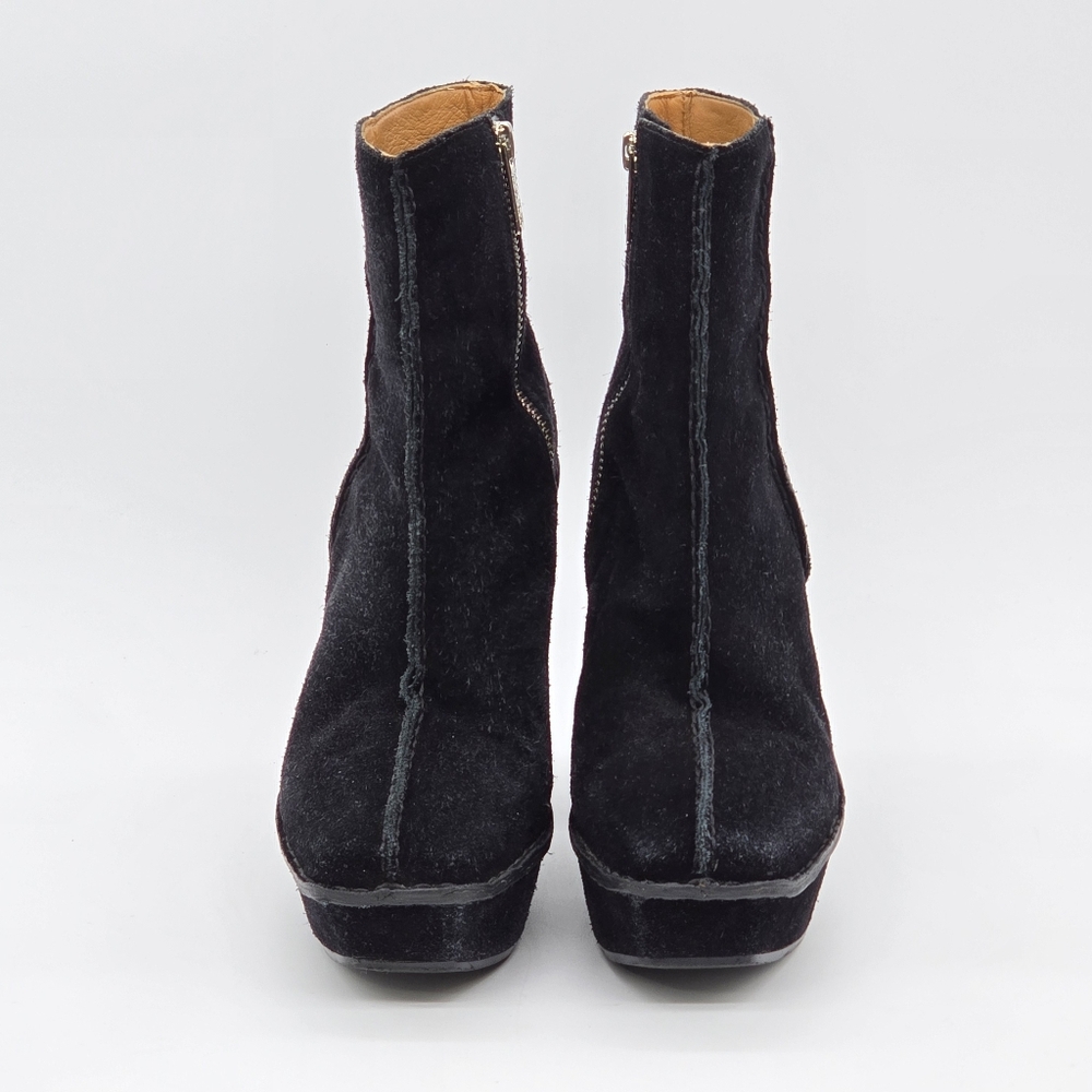 Michael Kors Y2K Black Suede Platform Boots 7M Chunky Heel Square Indie Grunge - Picture 3 of 15